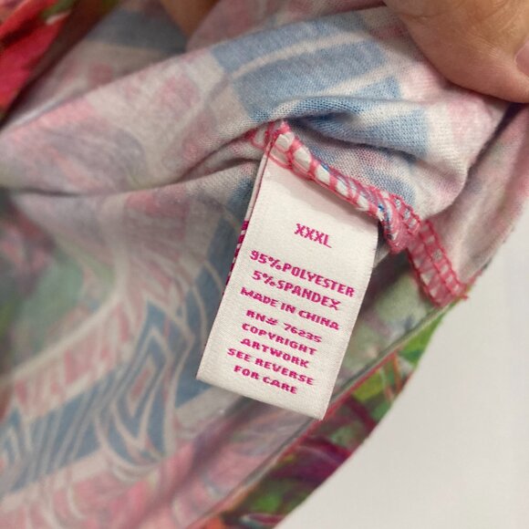 Leoma Lovegrove size XXXL Colorful Artsy Flamingo 3/4 Sleeve Stretch Comfy Top - Picture 7 of 9